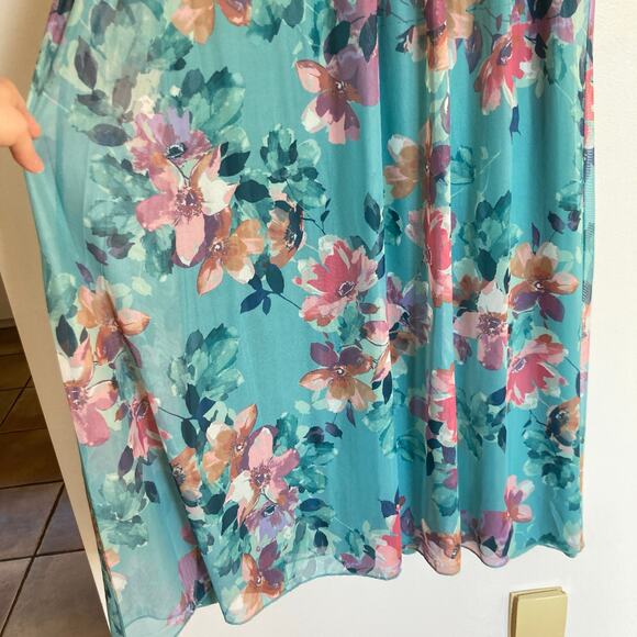 Coldwater Creek Womens S Blue Floral Mesh Maxi Dress Fairy Garden Formal Cottage - Picture 6 of 9